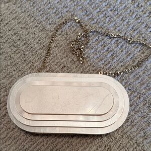 Zara Cream Clutch with Gold Chain